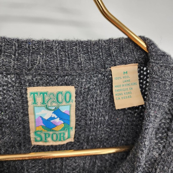 Vintage Chunky Wool Knit Gray Grandpa Sweater Size Medium - Picture 2 of 8